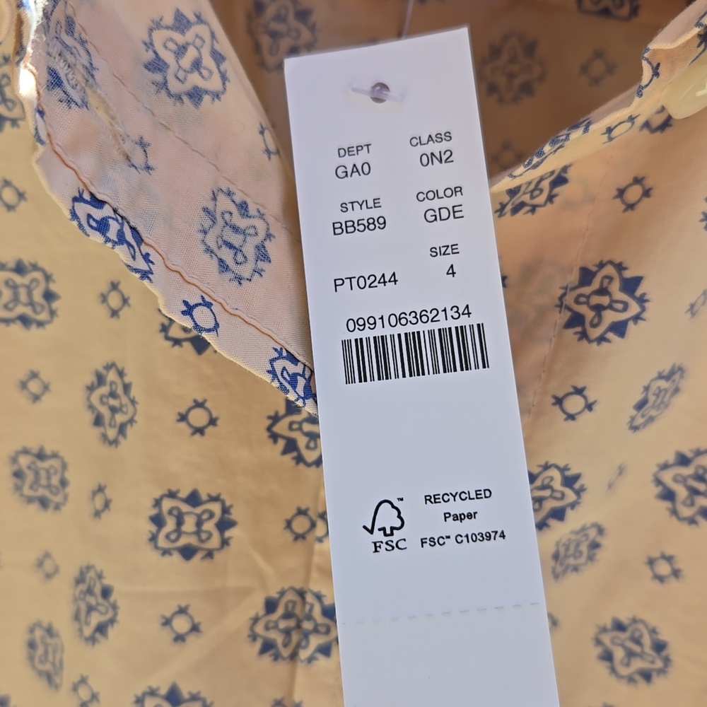 J. Crew Classic Pink and Blue Medallion Ruffled Shirt - Picture 3 of 10